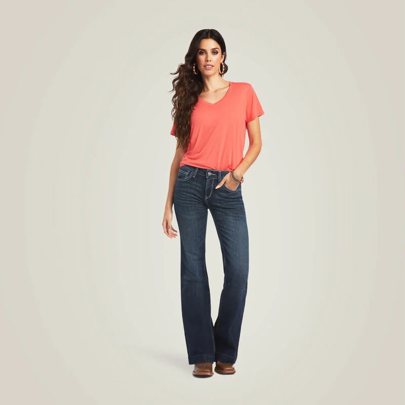 Ladies Ariat Trouser Perfect Rise Aisha Wide Leg Perfect Trouser - 10040806 Trousers Running Lightweight