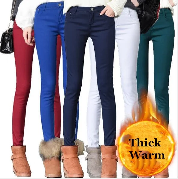 2019 Thick Pencil Pants For Women Winter Warm Skinny Femme Trousers Trousers Review Highly