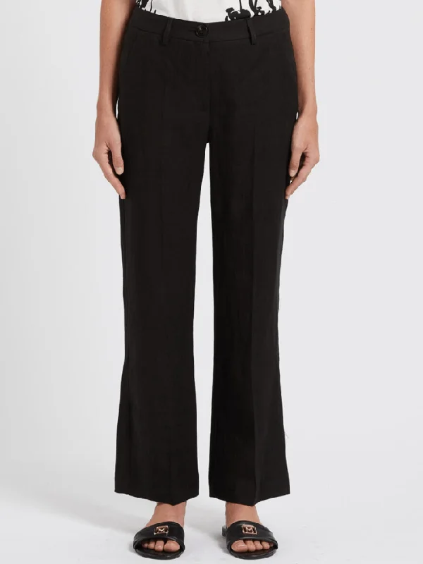 Marella MUSCHIO Black Linen Trousers 24131312722 Col 003 Trousers luxurious premium