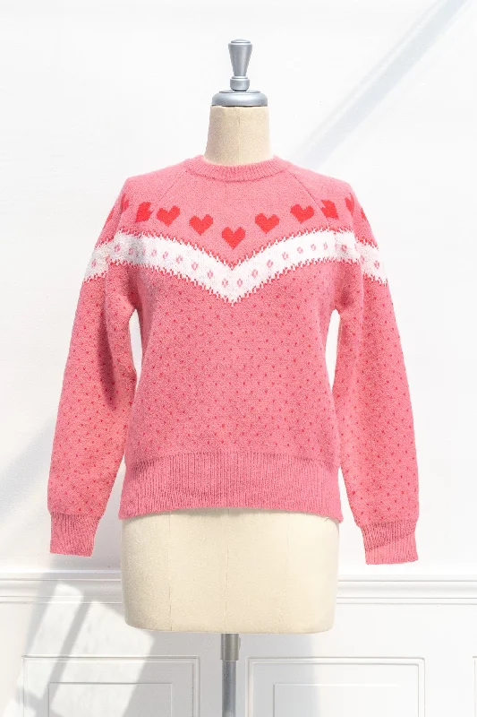 Heart's Delight Pullover Sweater Lantern Sleeve Elegant
