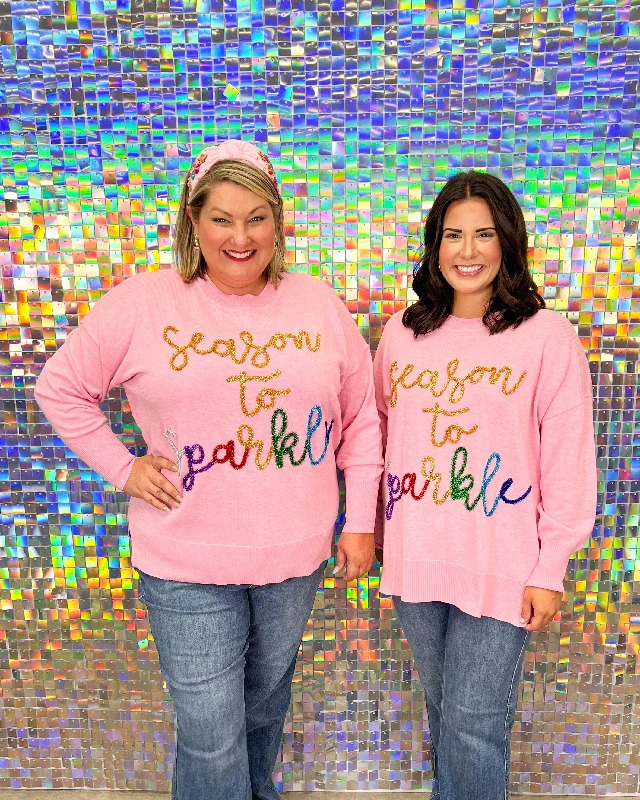 Holiday Sparkle Sweater - Pink Terry Blend Velvet Blend Canvas Blend