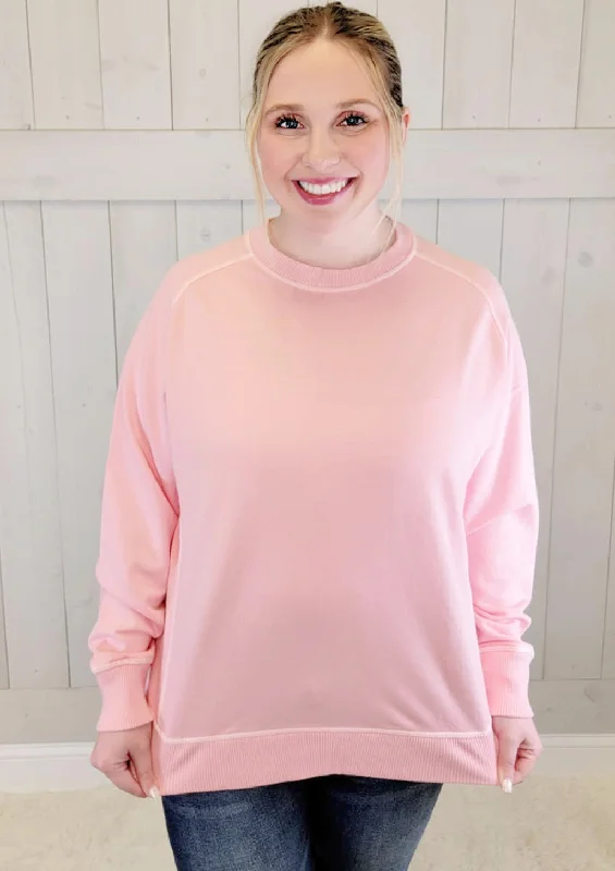 French Terry Pullovers (Multiple Colors) Slit Sleeve Stylish