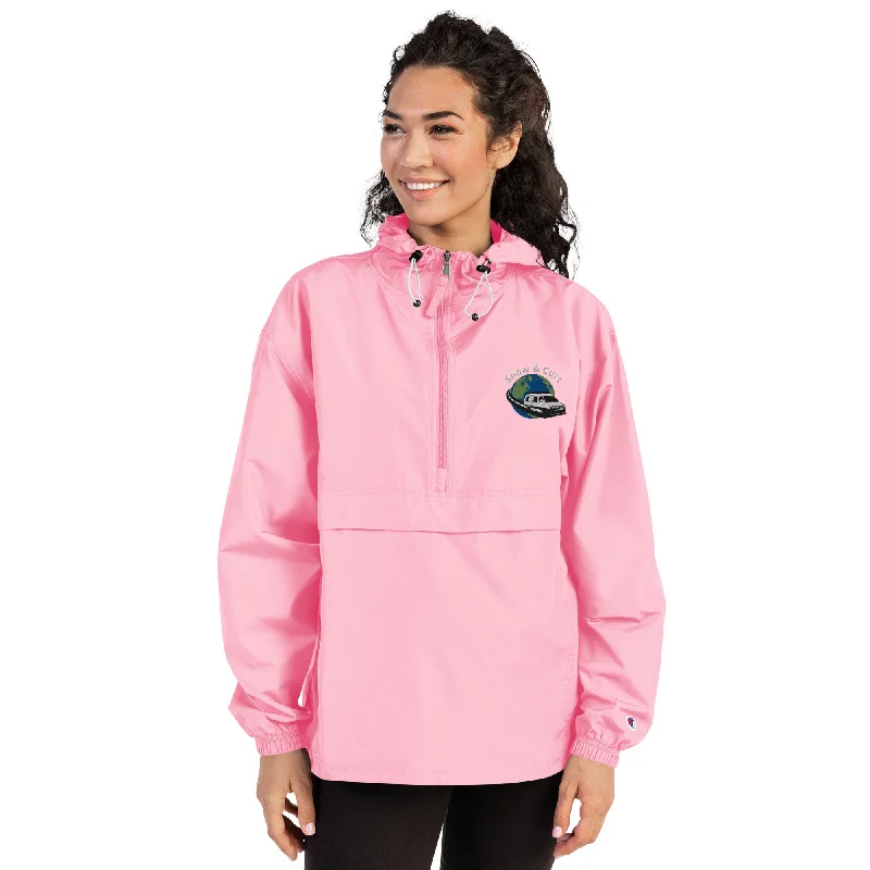 Womens / Unisex Embroidered Champion Packable Jacket Toggled Jacket Drawstring Jacket Belted Jacket
