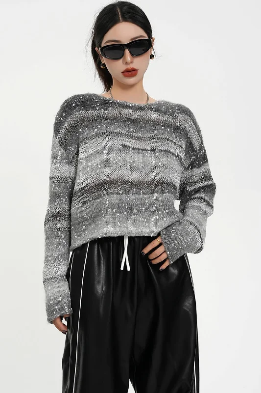 Gradient Speckled Knit Sweater Layered Multi-layer Single Layer