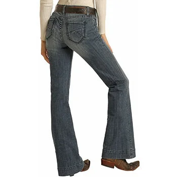 Rock & Roll Cowgirl Boot Cut Jr. Mid Rise Trouser Trousers Lace Delicate