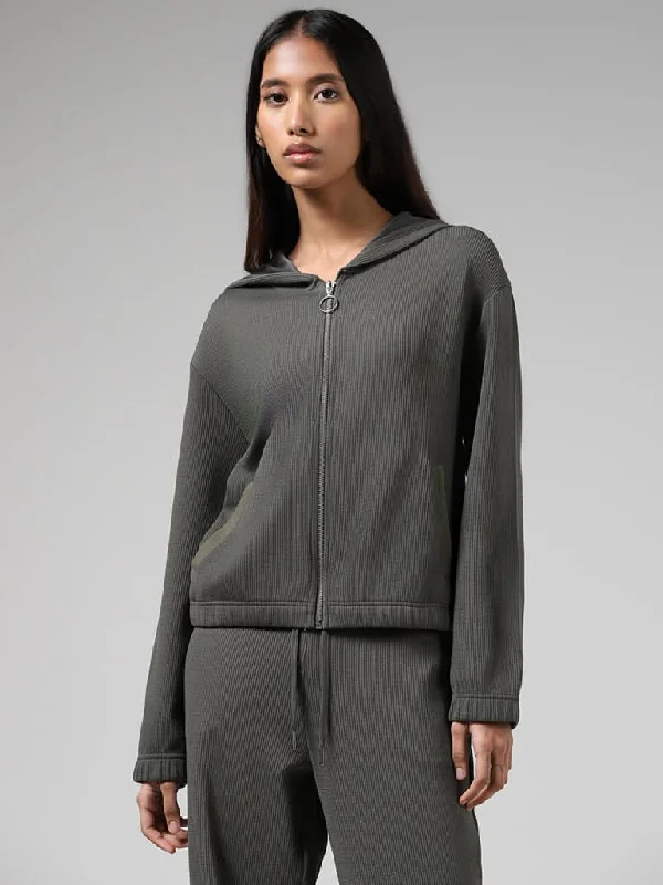 Studiofit Olive Fluted Zipper Cotton Blend Hoodie Jacket Jersey Jacket Tulle Jacket Batik Jacket