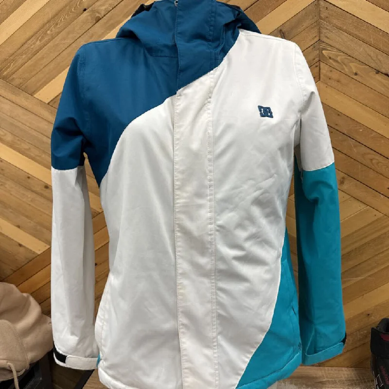 DC Waterproof Ski Jacket with Blue and White Design: Blue, White-unisex-SM Faux Fur Fabric Real Fur Fabric Shearling Fabric