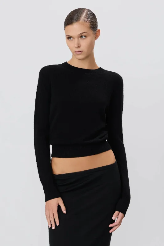 Eterne - Francis Sweater in Black Cotton Fabric Linen Fabric Terry Fabric