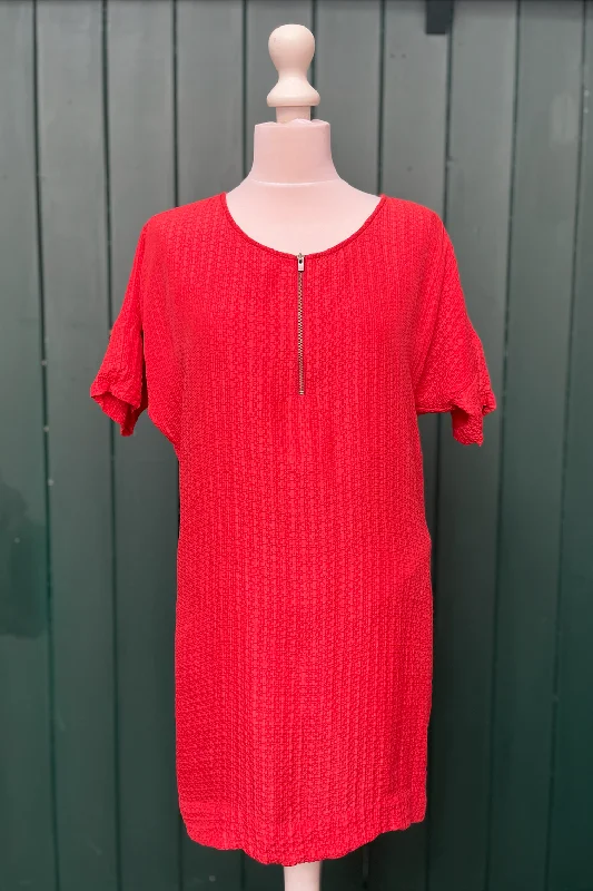 Re-Wear IKKS Red Shift Dress with Short Sleeves