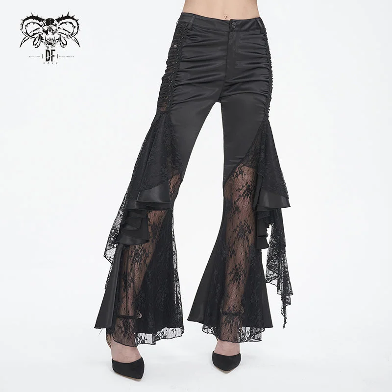 PT241 Gathered flared trousers with side seams Trousers luxurious premium