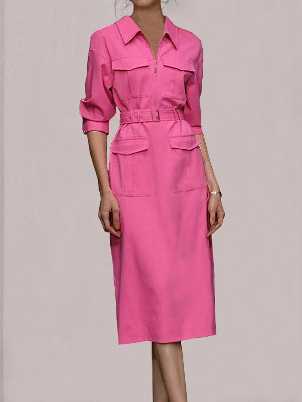 Classic Collared Dress with Belt