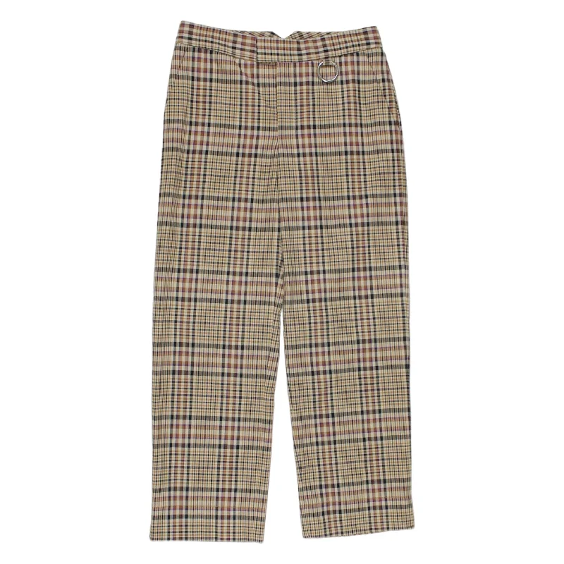 Nomia Tan Plaid Cropped Slim Trouser Trousers Fleece Cozy