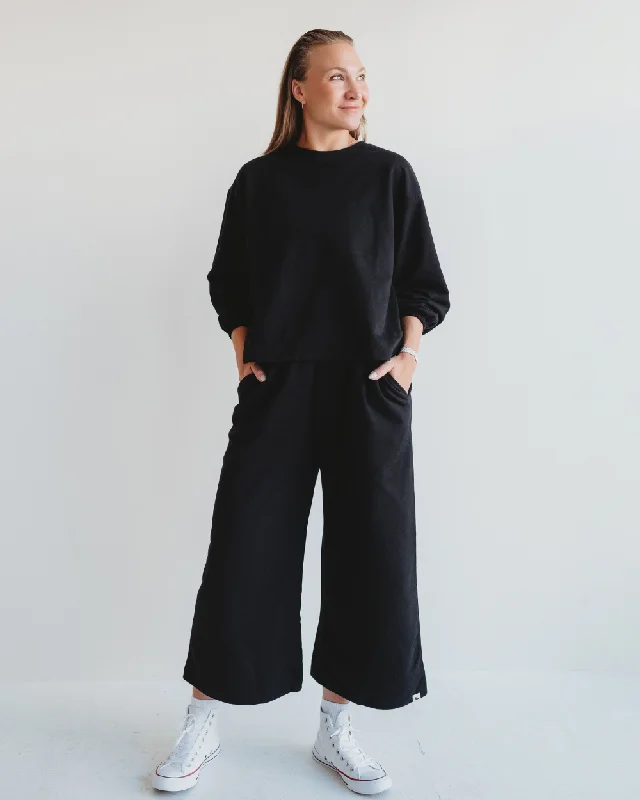 Noor Wide Leg Black Trousers Trousers fashionable chic