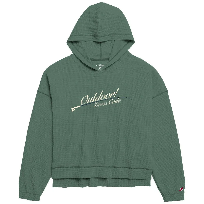 Waffle Pullover Hood -Women Asymmetrical Neck Pullover