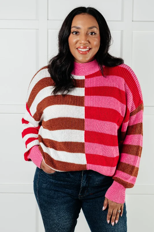 In Your Lane Color Blocked Stripe Sweater Anti-Pilling Anti-Shrink Durable
