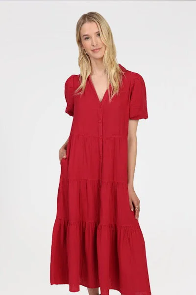 Long Parker Dress - Brick Red