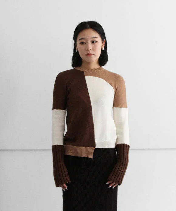 niccolo pasqualetti TOPPA SWEATER "BEIGE" Houndstooth Herringbone Solid