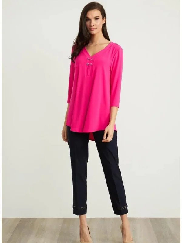 Joseph Ribkoff T Navy Cropped Trousers With Cut Out Hem Detail 211113 2166 Trousers Tapered Slim Fit