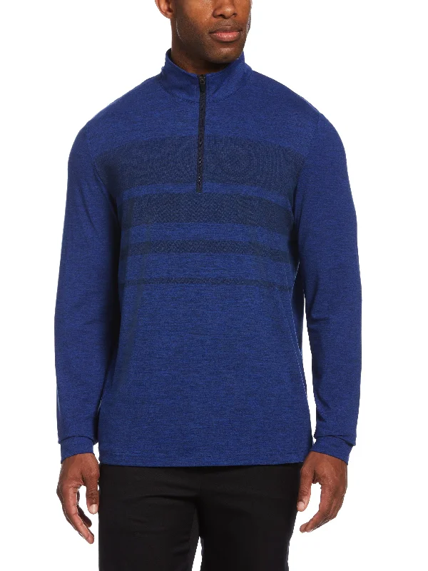 Men's Luxury Performance Stretch 1/4 Zip Golf Pullover Boat Neck Sweater