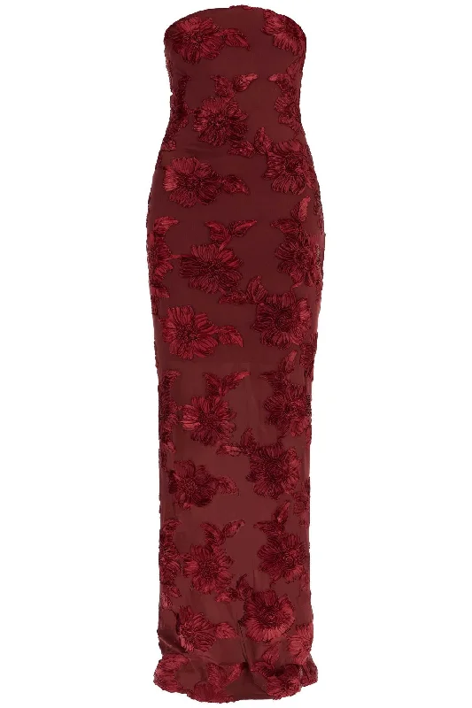 Long Mesh Dress With Embroidered Flowers.