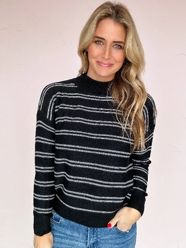 Onyx Striped Sweater Jersey Fabric Tulle Fabric Batik Fabric