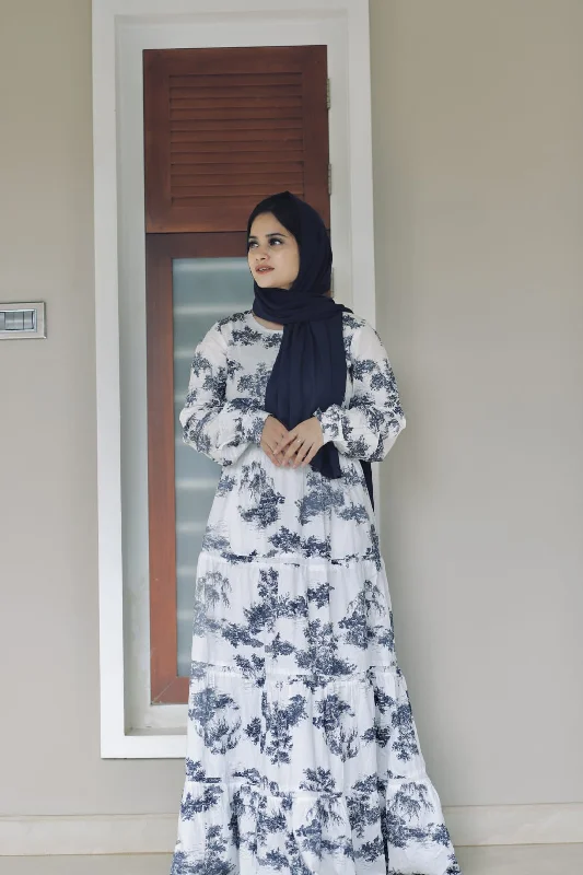 White Abstract Print Dress (GBP2052)