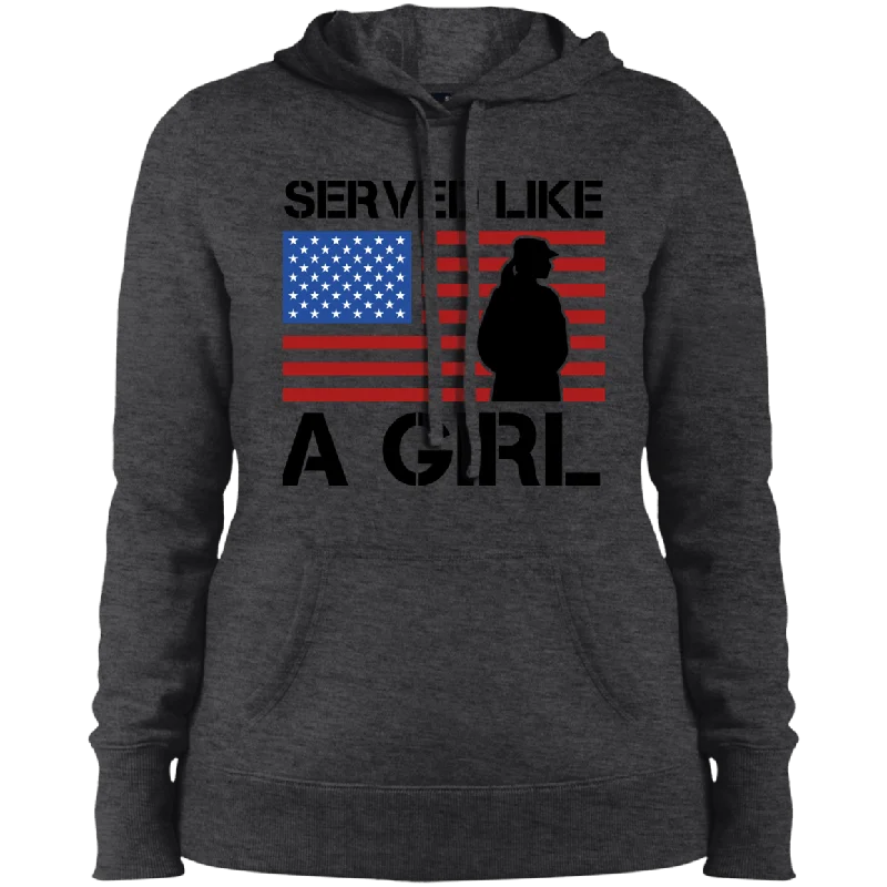 Served Like A Girl Ladies' Pullover Hooded Sweatshirt Oversized Cozy Pullover