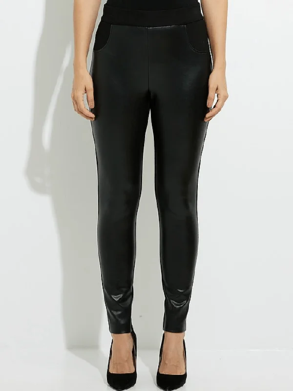 Joseph Ribkoff T Black Faux Leather Trousers 224192 11 Skinny Trousers Denim Stretchy