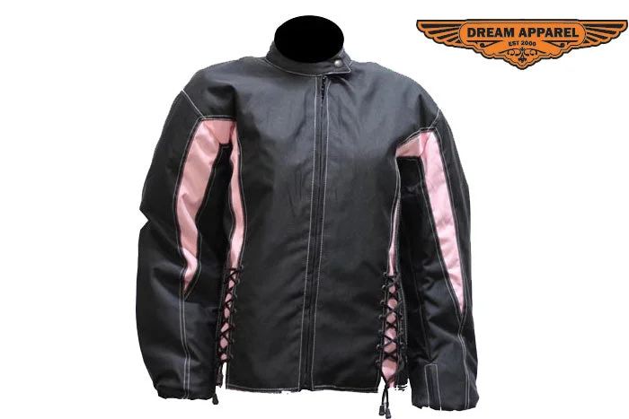 Womens Pink Textile Jacket Notch Collar Peter Pan Collar Cowl Neck