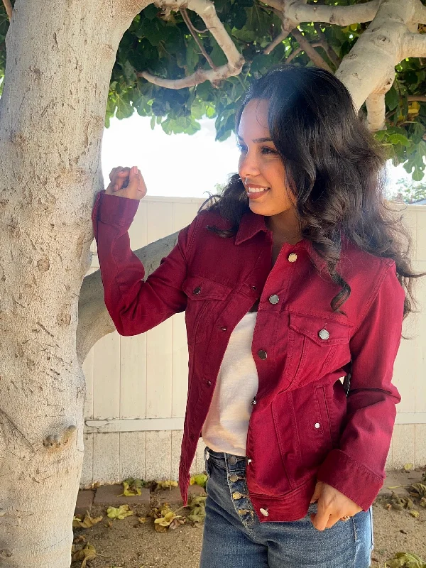 Liverpool Classic Jean Jacket - Red Velvet Corduroy Jacket Velvet Jacket Brocade Jacket