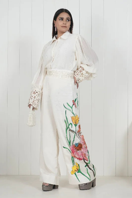 Embroidered Wide Leg Trouser Co-Ord Set With Belt Trousers Plaid Checkered