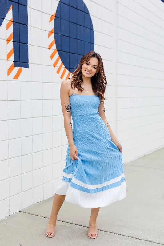 The Kenzie Light Blue Sweater Knit Maxi Dress Boat Neck Shawl Collar Notched Collar