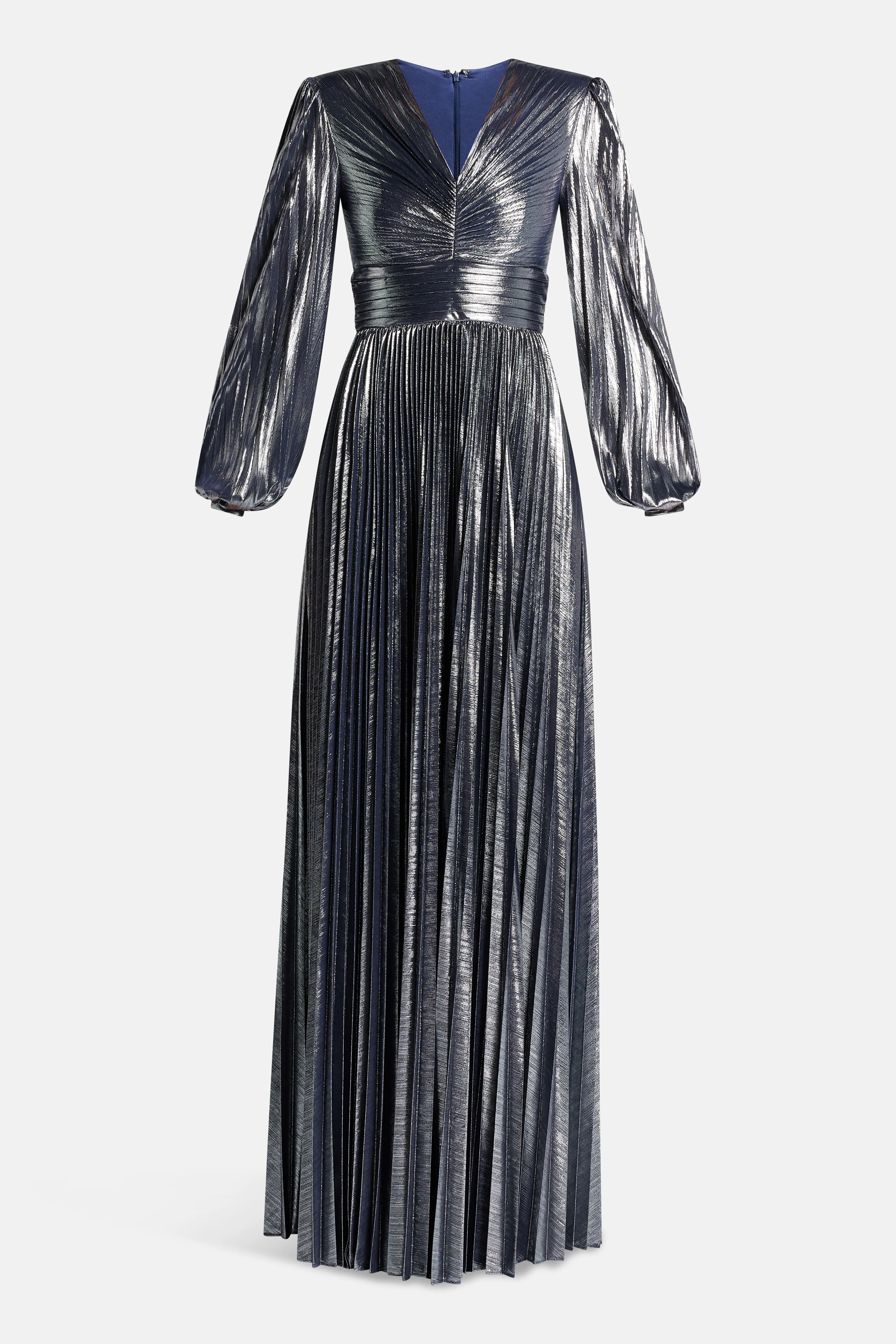Malia Shimmer Evening Dress in Grey and Silver