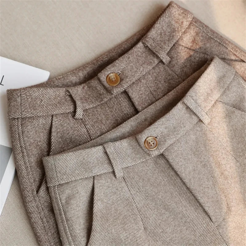 Woolen Pants Women's Harem Pencil Pants 2024 Autumn Winter High Waisted Casual Suit Pants Office Lady Women Trousers Trousers Gym Athletic