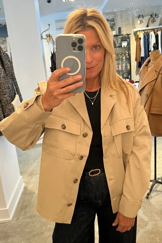Anine Bing - Sawyer Shirt Jacket (oatmeal) Faux Fur Jacket Real Fur Jacket Shearling Jacket
