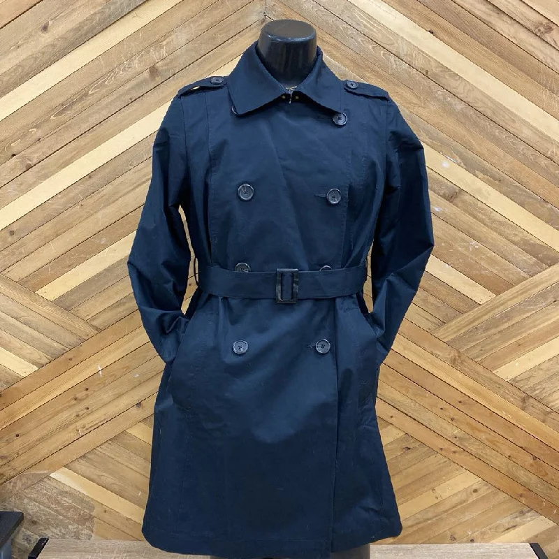 L.L. Bean- Women's Black Trench Jacket- MSRP $200: black-women-MD Welt Pockets Slit Pockets Flap Pockets