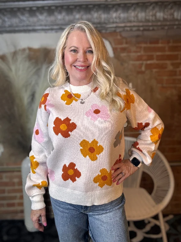 Falling Flowers Floral Sweater Casual Formal Business