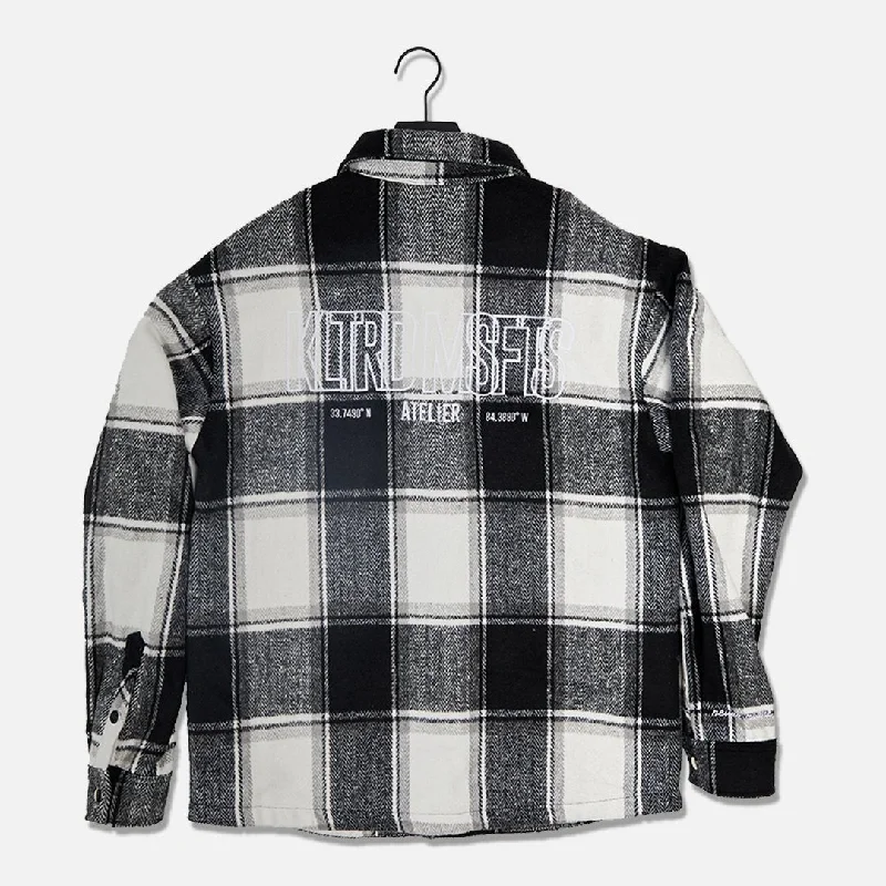 Kultured Misfits Atelier Checkered  Shirt Jacket Welt Pockets Slit Pockets Flap Pockets