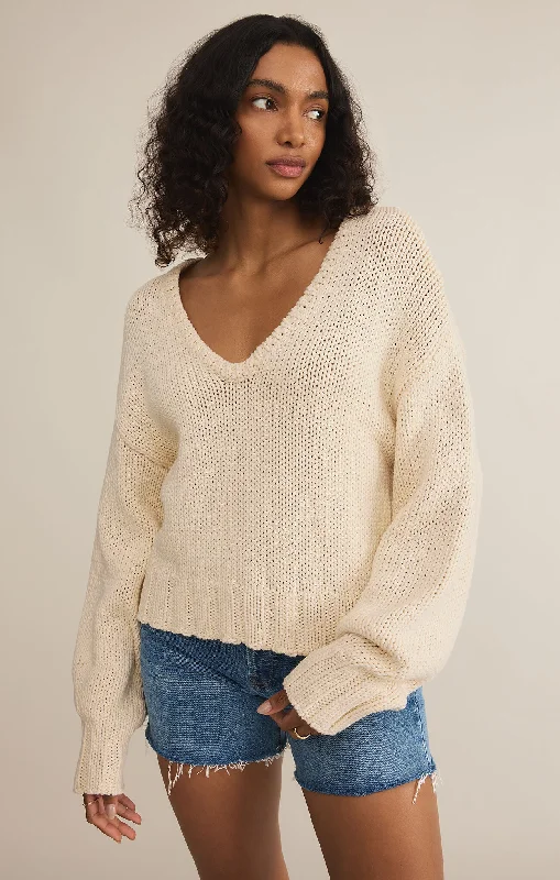 Z Supply Vida Reversible Sweater Sea Salt Cotton Fabric Linen Fabric Terry Fabric