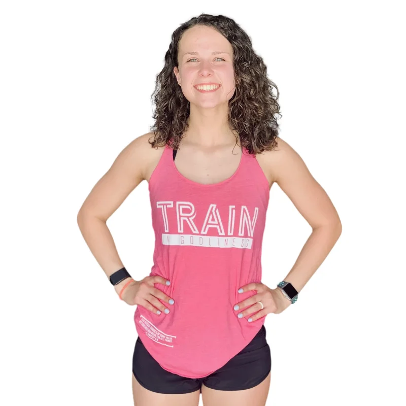 Train in Godliness Women's Tank (Pink) flexible tank top