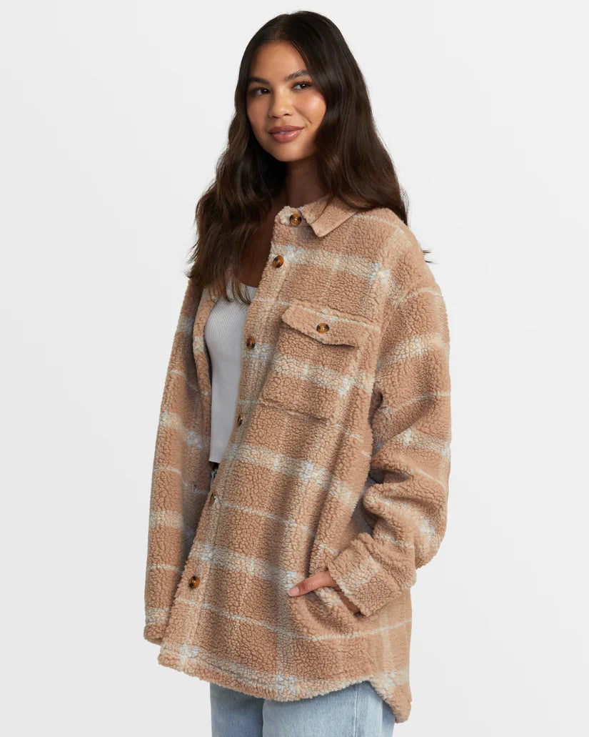 BIRDIE SHACKET FLANNEL JACKET WARM TAUPE Striped Jacket Polka Dot Jacket Floral Jacket