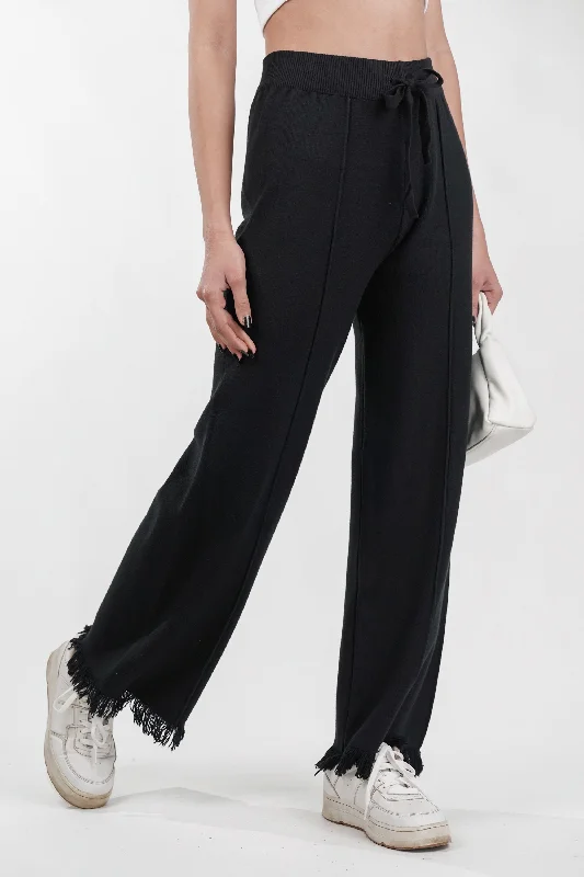 Sway Black Rib-Knit Trouser Trousers Brand Named