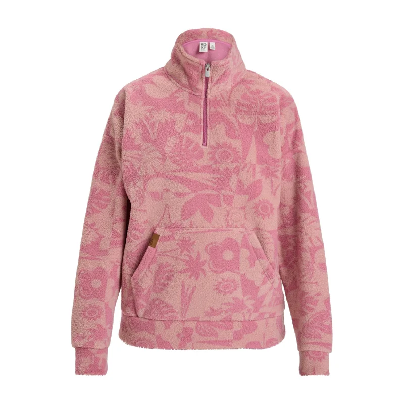 Roxy Live Out Loud Half Zip Polar Pullover Ruffled Neck Pullover
