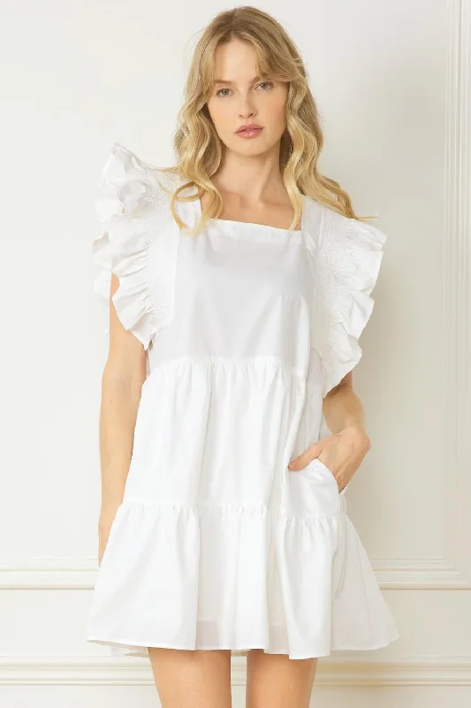 Starlet Ruffle Dress {White}