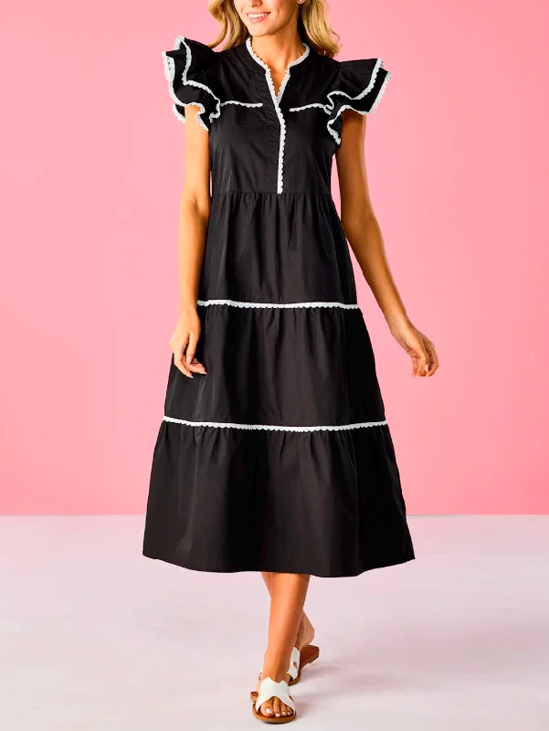 Pia Black Ric Rac Dress