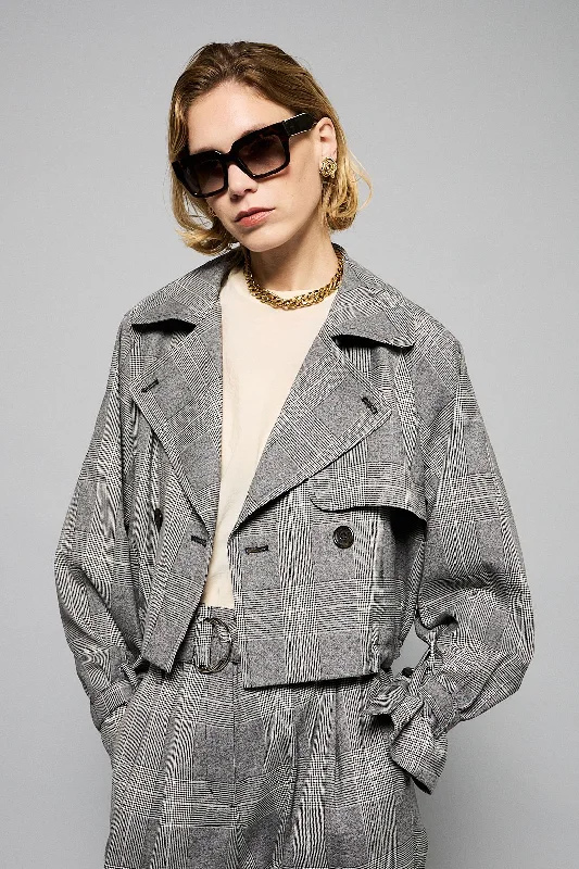 Marie Cropped Glen Plaid Jacket Cropped Glen Plaid Jacket Striped Jacket Polka Dot Jacket Floral Jacket