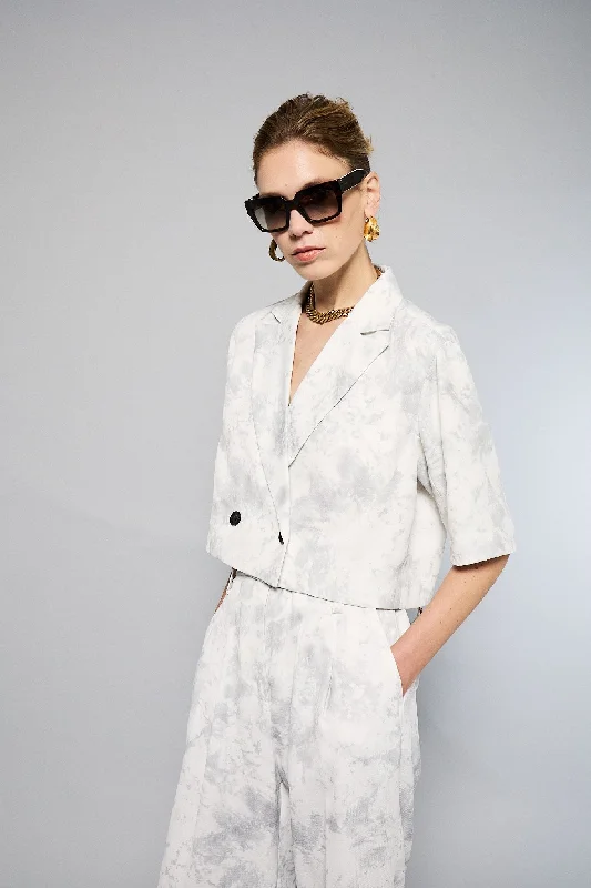 Yelena Short Sleeve Marble Printed Jacket Corduroy Jacket Velvet Jacket Brocade Jacket