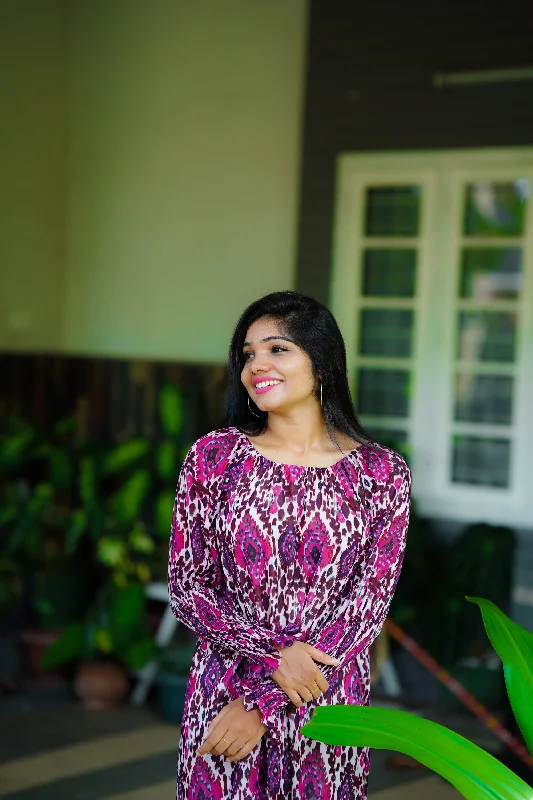 Purple Abstract Print Dress (GBP2038)