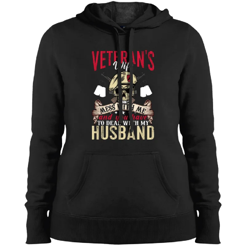 Veteran's Wife Ladies' Pullover Hooded Sweatshirt Slouchy Comfort Pullover