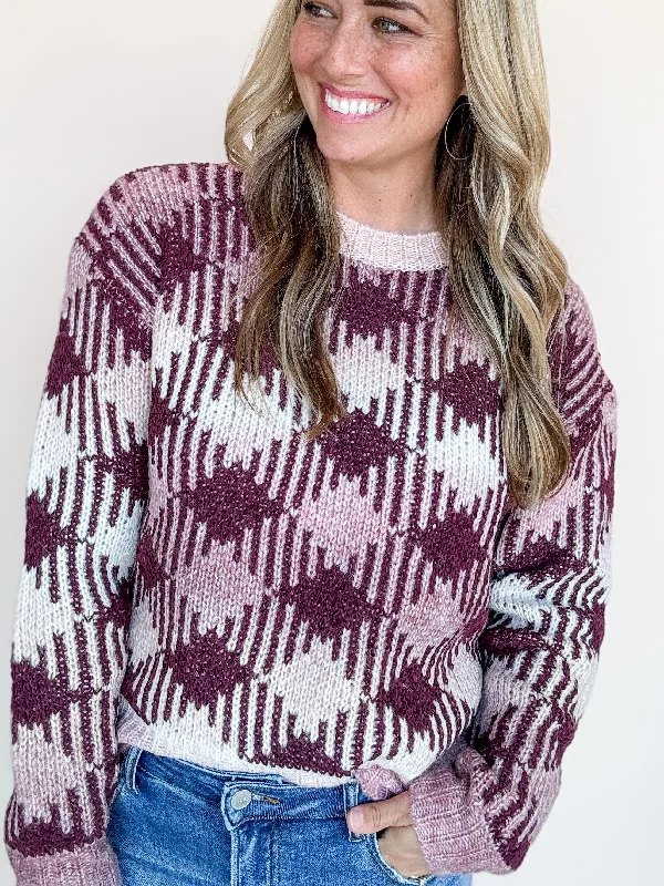 Wine & Whimsy Sweater- FINAL SALE Solid Print Embellished